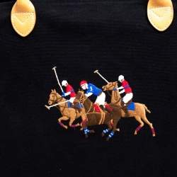 Pre Owned Ralph Lauren Black/Brown Leather Canvas Shopper Tote