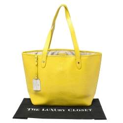 Pre Owned Ralph Lauren Yellow Lizard Embossed Leather Tote