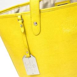 Pre Owned Ralph Lauren Yellow Lizard Embossed Leather Tote