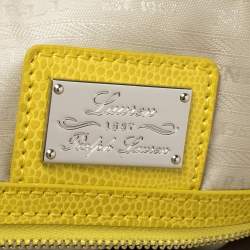 Pre Owned Ralph Lauren Yellow Lizard Embossed Leather Tote