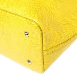 Pre Owned Ralph Lauren Yellow Lizard Embossed Leather Tote