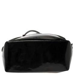 Pre Owned Ralph Lauren Black Patent Leather and Canvas Shopper Tote