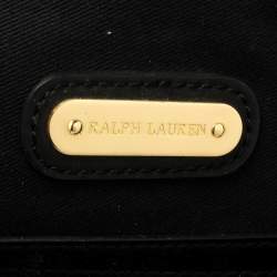 Pre Owned Ralph Lauren Black Patent Leather and Canvas Shopper Tote