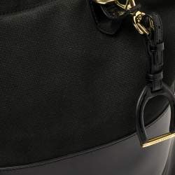 Pre Owned Ralph Lauren Black Patent Leather and Canvas Shopper Tote