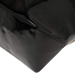 Pre Owned Ralph Lauren Black Patent Leather and Canvas Shopper Tote