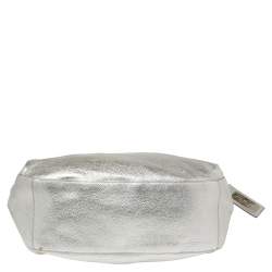 Pre Owned Ralph Lauren Silver Leather Buckle Handle Hobo