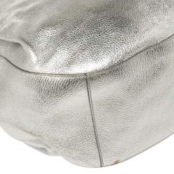 Pre Owned Ralph Lauren Silver Leather Buckle Handle Hobo