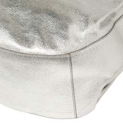Pre Owned Ralph Lauren Silver Leather Buckle Handle Hobo