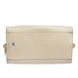 مملوكة مسبقًا Ralph Lauren Cream White Leather Stirrup Boston Bag