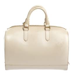 مملوكة مسبقًا Ralph Lauren Cream White Leather Stirrup Boston Bag