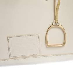 مملوكة مسبقًا Ralph Lauren Cream White Leather Stirrup Boston Bag