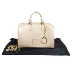 مملوكة مسبقًا Ralph Lauren Cream White Leather Stirrup Boston Bag