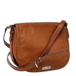 Pre Owned Lauren Ralph Lauren Brown Leather Messenger Bag