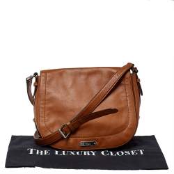 Pre Owned Lauren Ralph Lauren Brown Leather Messenger Bag