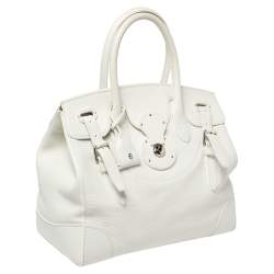 Pre Owned حقيبة رالف لورين ريكي سوفت جلد أبيض