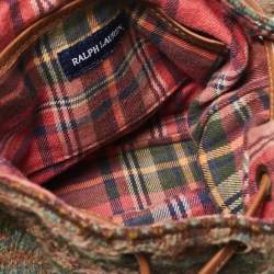 Pre Owned Ralph Lauren Multicolor Faux Fur Flap And Crochet Drawstring Bucket Bag