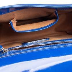 Pre Owned حقيبة كتف رالف لورين قلاب ستراب جلد لامع أزرق