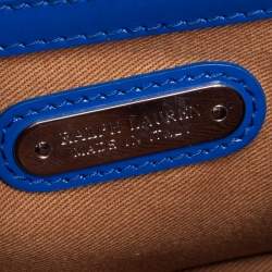 Pre Owned حقيبة كتف رالف لورين قلاب ستراب جلد لامع أزرق