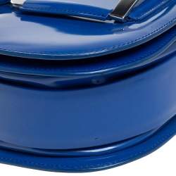 Pre Owned حقيبة كتف رالف لورين قلاب ستراب جلد لامع أزرق