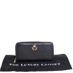 Ralph Lauren Black Leather Zip Around Wallet