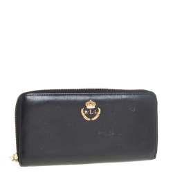 Ralph Lauren Black Leather Zip Around Wallet