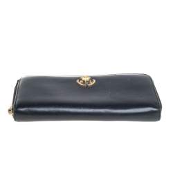 Ralph Lauren Black Leather Zip Around Wallet