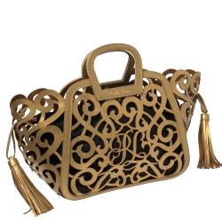 مملوكة مسبقًا حقيبة يد رالف لورين سكرول فاشيتا جلد ذهبي