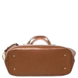Pre Owned Ralph Lauren Brown Leather RLL Logo Embossed Tote