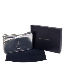 Pre Owned Ralph Lauren Silver Leather Stirrup Flap Shoulder Bag