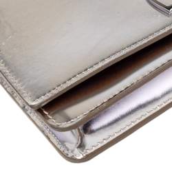 Pre Owned Ralph Lauren Silver Leather Stirrup Flap Shoulder Bag