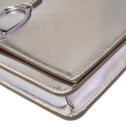 Pre Owned Ralph Lauren Silver Leather Stirrup Flap Shoulder Bag