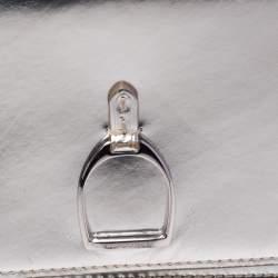 Pre Owned Ralph Lauren Silver Leather Stirrup Flap Shoulder Bag