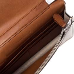 Pre Owned Ralph Lauren Silver Leather Stirrup Flap Shoulder Bag