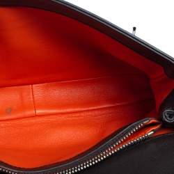 Pre Owned Ralph Lauren Dark Brown Leather Ricky ID Chain Shoulder Bag