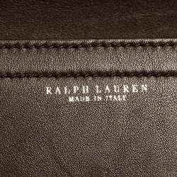 Pre Owned Ralph Lauren Dark Brown Leather Ricky ID Chain Shoulder Bag