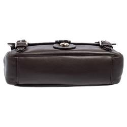 Pre Owned Ralph Lauren Dark Brown Leather Ricky ID Chain Shoulder Bag