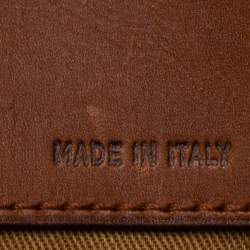 Pre Owned حقيبة يد توتس رالف لورين جلد وقماش مطبوع أزرق كحلي / بني بقفل