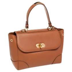 Pre Owned Ralph Lauren Brown Leather Tiffin 27 Top Handle Bag