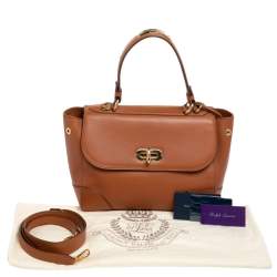 Pre Owned Ralph Lauren Brown Leather Tiffin 27 Top Handle Bag