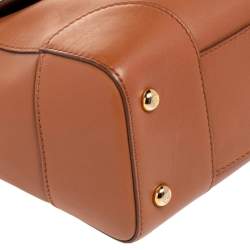 Pre Owned Ralph Lauren Brown Leather Tiffin 27 Top Handle Bag