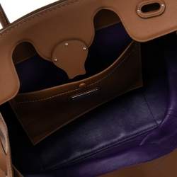 مملوكة مسبقًا حقيبة ساتشل رالف لورين ريكي جلد بني فاتح 