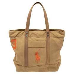 مملوكة مسبقًا Ralph Lauren Beige Canvas Logo Tote