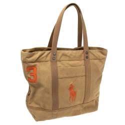 مملوكة مسبقًا Ralph Lauren Beige Canvas Logo Tote