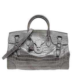 Ralph Lauren Grey Alligator Ricky Tote