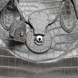 Ralph Lauren Grey Alligator Ricky Tote