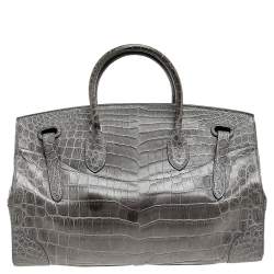 Ralph Lauren Grey Alligator Ricky Tote