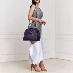 Pre Owned Ralph Lauren Deep Purple Leather Soft Ricky Shoulder Bag