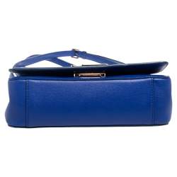 Pre Owned Ralph Lauren Blue Leather RL Flap Crossbody Bag