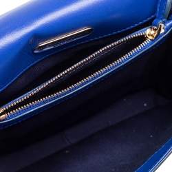 Pre Owned Ralph Lauren Blue Leather RL Flap Crossbody Bag