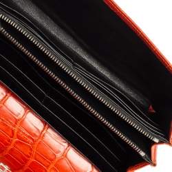 Pre Owned Ralph Lauren Orange Alligator Ricky Continental Wallet